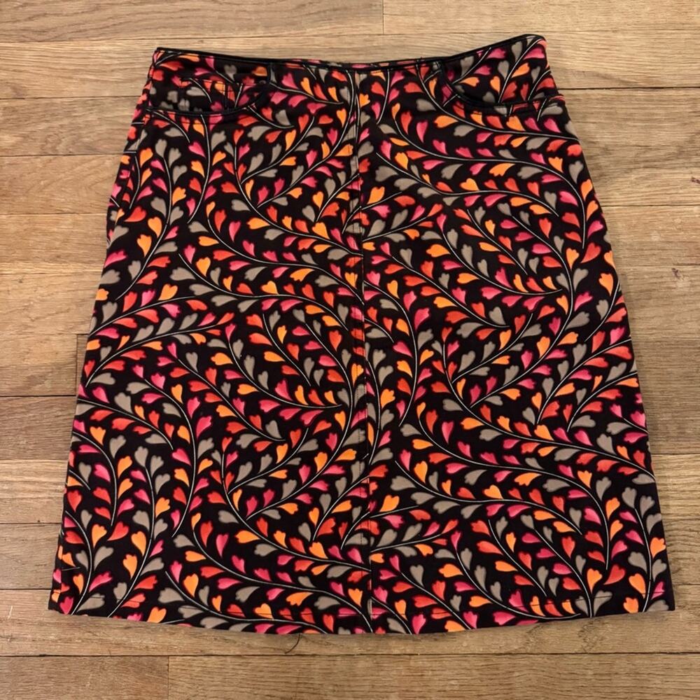 Talbots black orange tan knee length pencil skirt size 6P
b17